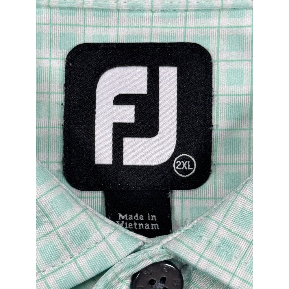 FootJoy Mens XXL Green Grid Short‎ Sleeve Golf Polo Shirt Kapalua Logo FJ XXL - Picture 3 of 10